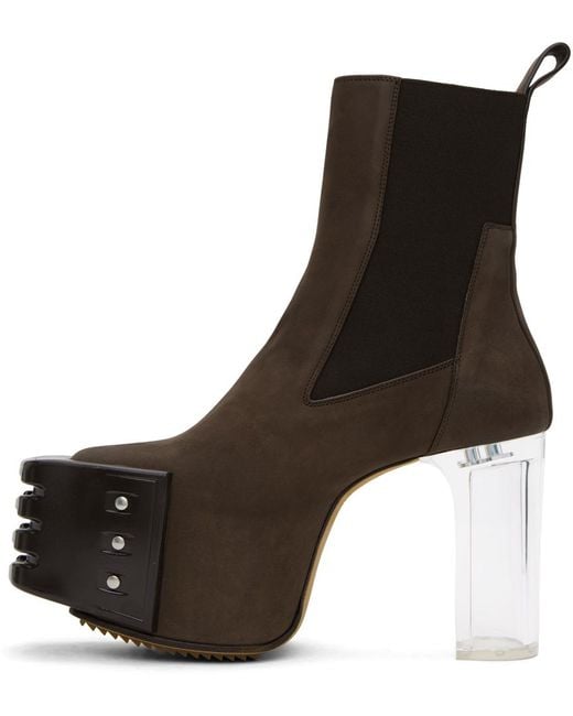 Rick Owens Brown Grilled Chelsea Boots for men