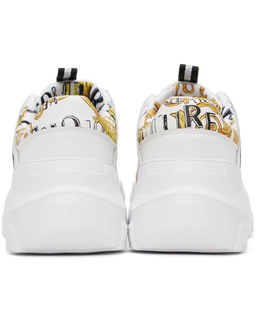 Versace Black White Chain Couture Speedtrack Sneakers for men