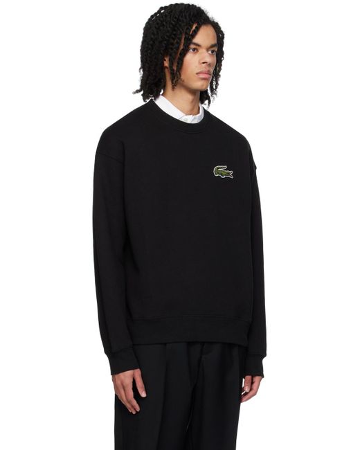 Pull molletonné noir à écussons à logo Lacoste pour homme en coloris Black