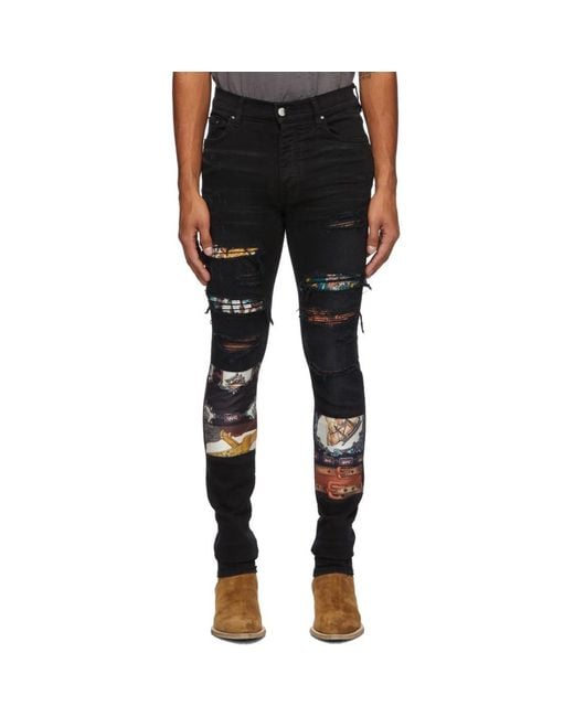 Amiri Black Scarves Art Patch Jeans for Men | Lyst UK