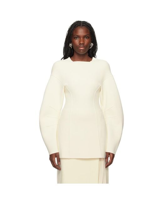 Jil Sander White Off- Long Sleeve Sweater