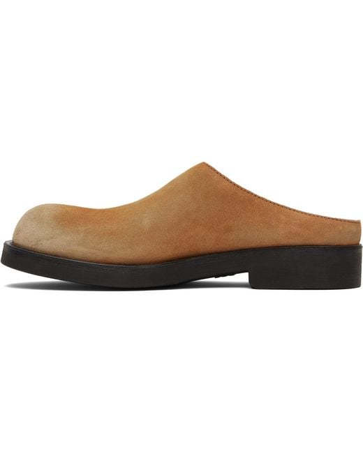 MM6 by Maison Margiela Brown Tan Washed Suede Biker Mule Loafers for men