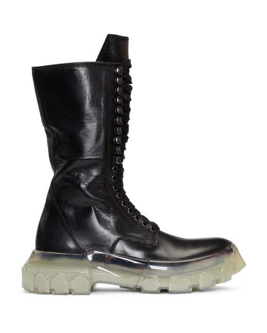 Rick Owens Black Clear Sole Tractor Boots for men