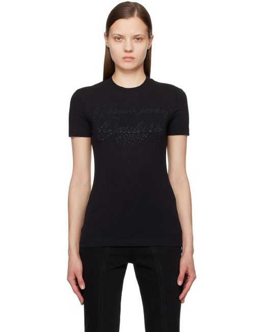 Versace ラインストーン Tシャツ Black