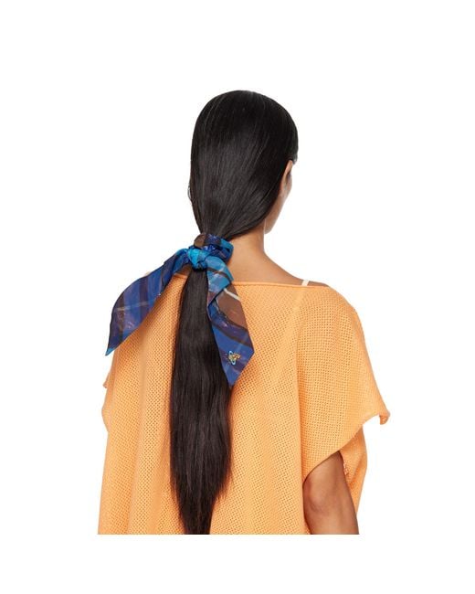 Vivienne Westwood Blue Embroidered Large Scrunchie