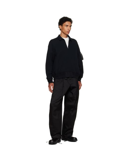 Sacai Black Sponge Sweat Polo for men