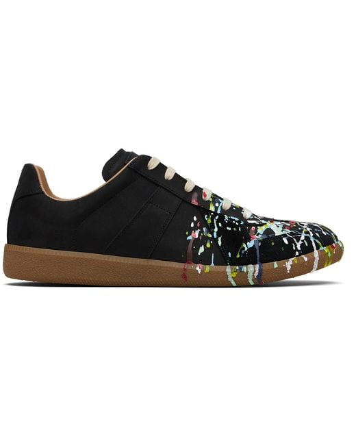 Maison Margiela Black Paint Replica Sneakers for men