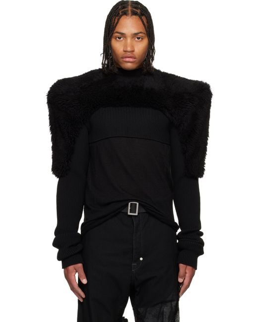 Rick Owens Black Concordians Tight Pullover Shearling Jacket for men