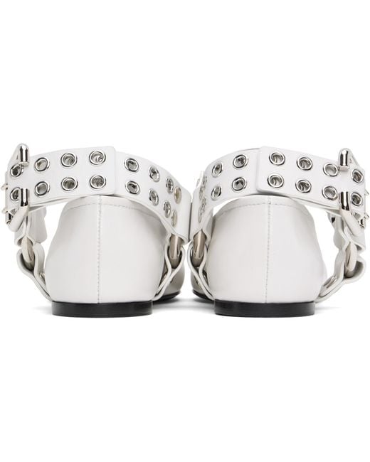 Alaïa White Biker Leather Ballet Flats