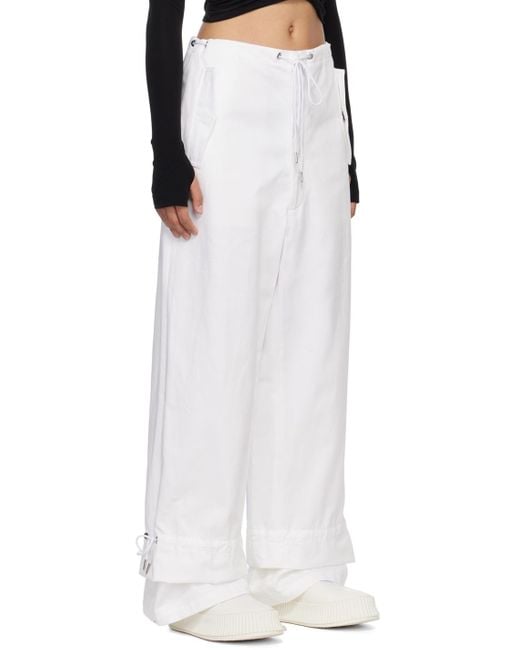 Dion Lee White Eyelet Tie Trousers