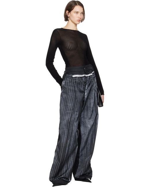 Jean Paul Gaultier The Morphing Pinstripes ボディスーツ Black