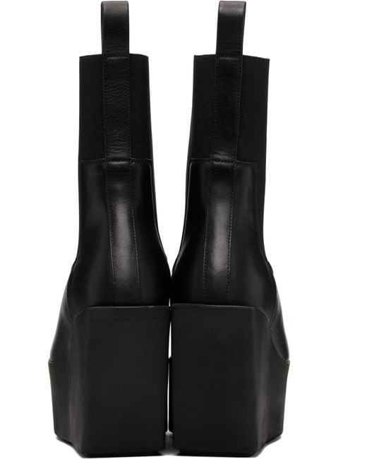 Rick Owens Black Concordians Sliver Platform Beatle Chelsea Boots for men