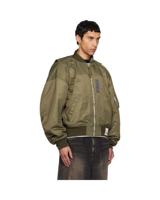 Maison Mihara Yasuhiro Green Vest Combined Flight Bomber Jacket for men