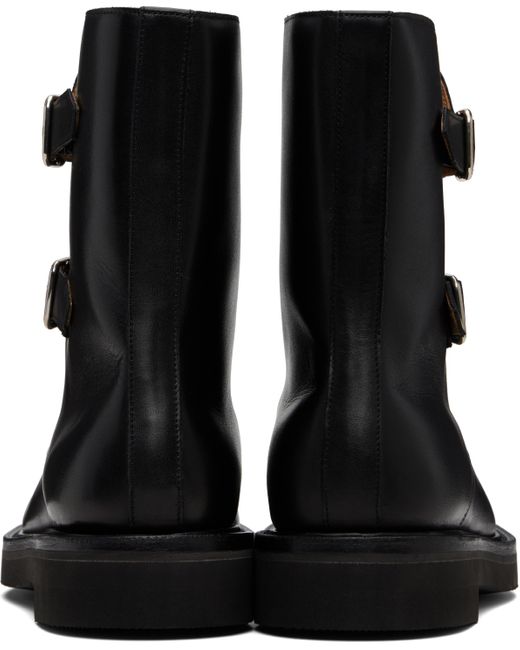 AURALEE Leather Work Boots in Black | Lyst