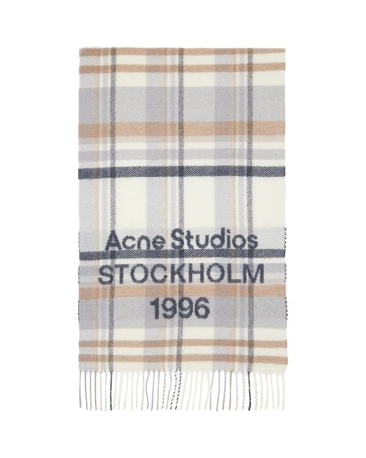 Acne Multicolor Check Logo Wide Scarf