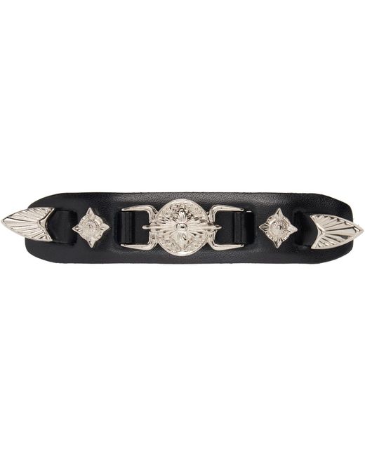 Toga Black Small Metal Leather Hair Clip