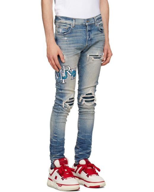 Amiri Blue Mx1 Embroidered Jeans for men