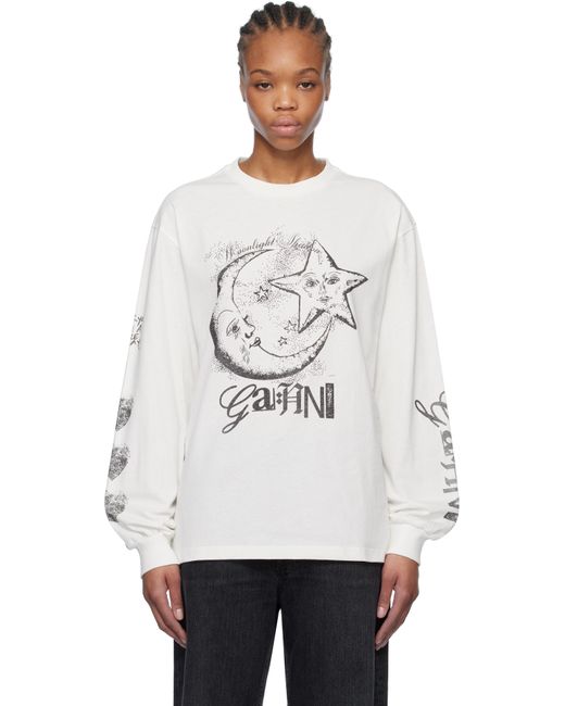 Ganni White Future Heavy Long Sleeve T-Shirt