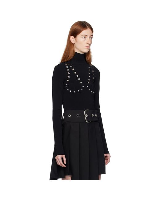 Off-White c/o Virgil Abloh Black Eyelets Mock Neck Sweater