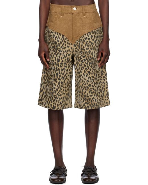 ANDERSSON BELL Oxford Combo Leopard Shorts in Natural | Lyst