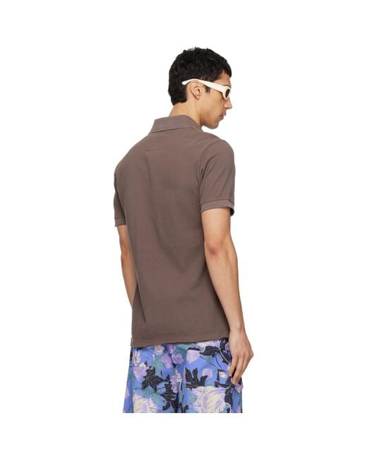 ERL Brown Logo Patch Polo for men
