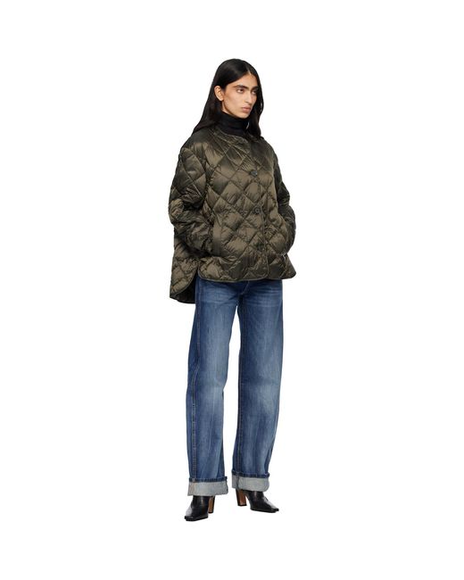 Max Mara Black Khaki Soft Quilted Down Jacket