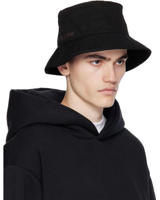 Acne Black Embroidered Bucket Hat for men
