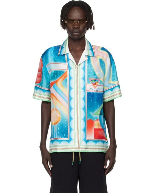 Chemise À Manches Courtes Multicolore En Soie À Imprimé Casablanca pour homme en coloris Blue