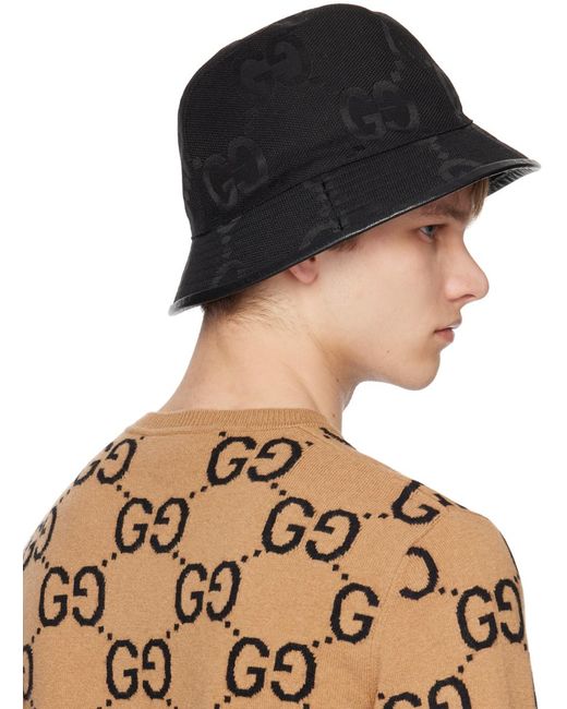 Gucci Black Jumbo gg Bucket Hat for men