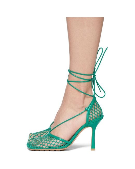 Bottega Veneta Green Stretch Web Heels