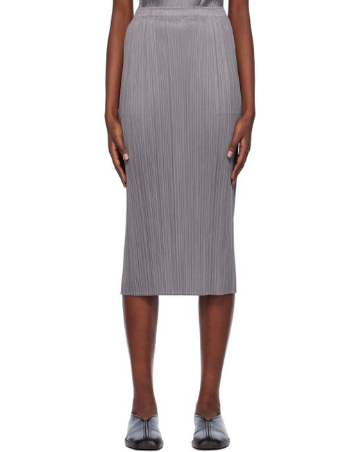 Pleats Please Issey Miyake Multicolor Gray Basics Midi Skirt