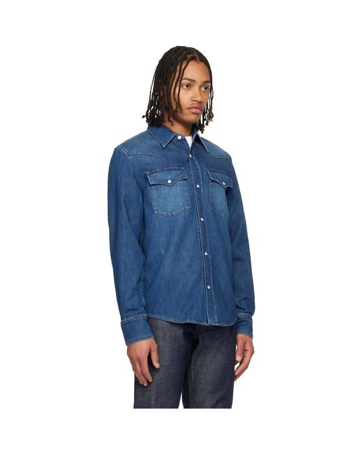 A.P.C. Blue Western Denim Shirt for men