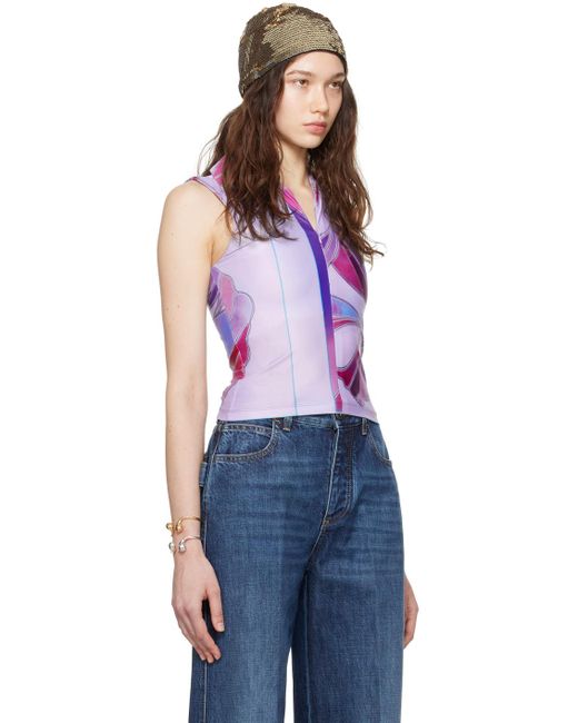 Conner Ives Blue Printed Tank Top
