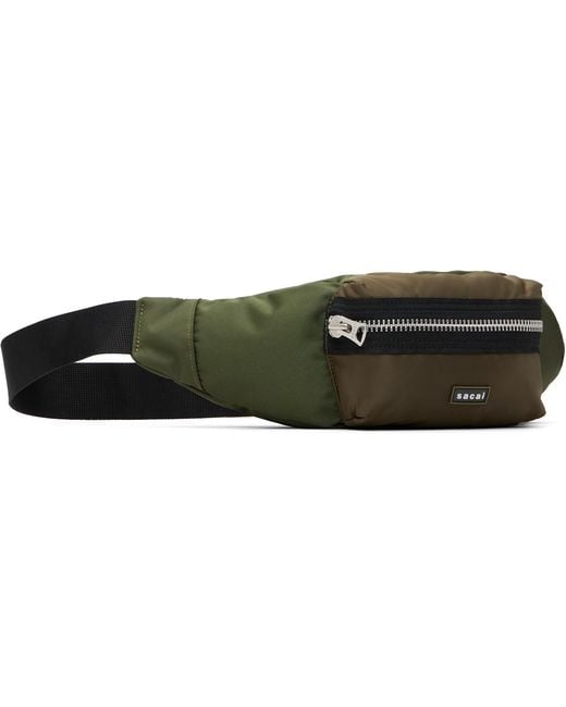 Sacai Black Khaki Pocket Bum Bag for men