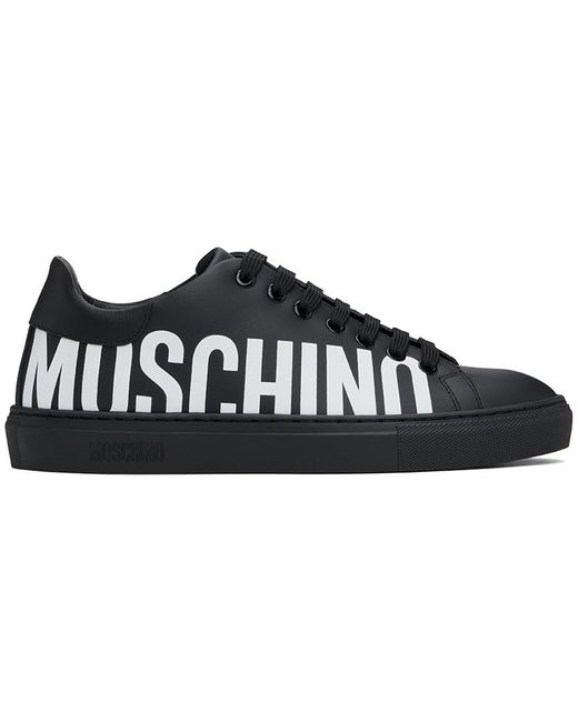 Moschino Black Leather Logo Sneakers for men