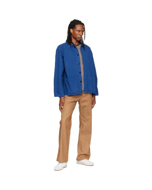 Nudie Jeans Blue Buddy Herringbone Chore Jacket for men