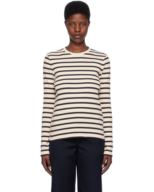 Jil Sander Black Off-white & Navy Stripe Long Sleeve T-shirt