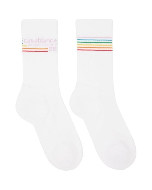 Casablanca White Beyond Destiny Stripe Socks for men