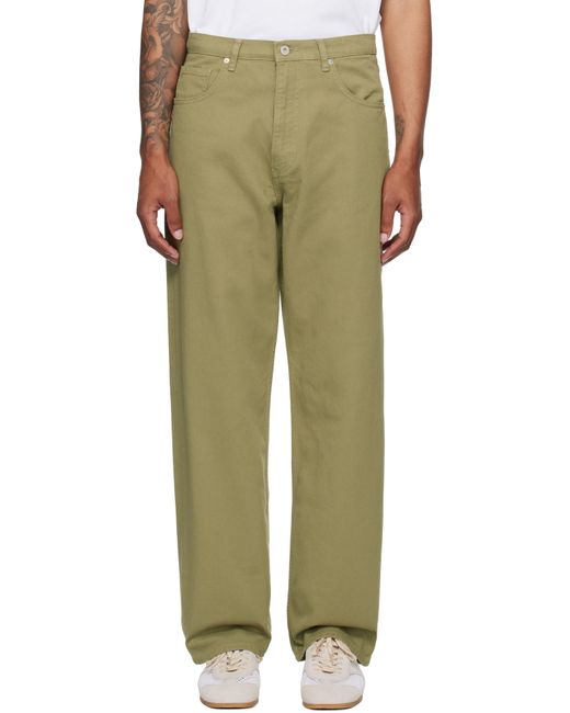 Norse Projects Green Khaki Mogens Relaxed 5 Pocket Heavy Twill Trousers for men