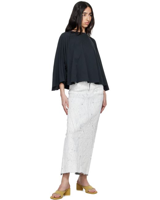 MM6 by Maison Martin Margiela Black Hand-Painted Denim Maxi Skirt