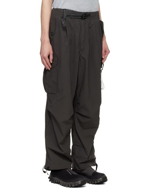 And Wander Black Oversized Cargo Pants for men