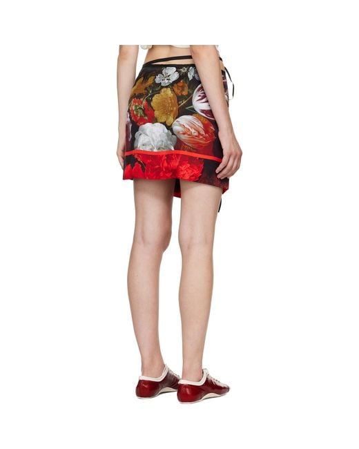 Dries Van Noten Red Printed Wrap Miniskirt