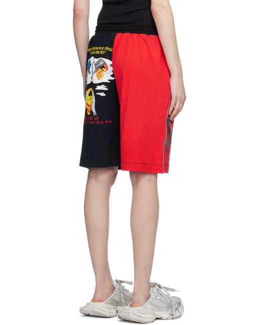 MARINE SERRE Red & Black Printed Shorts