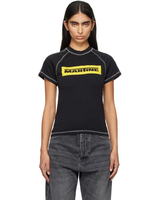 Martine Rose Black Raglan Shrunken T-Shirt