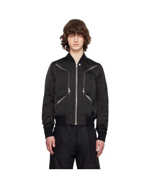 Rick Owens Black Temple Heizer Flight Bomber Jacket for men
