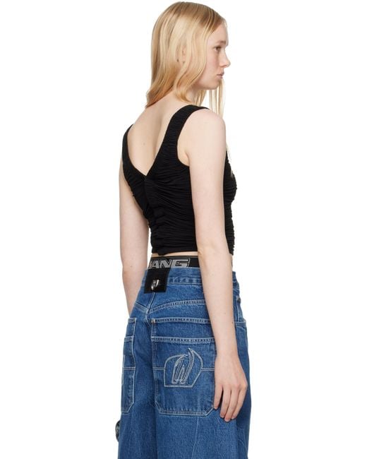 Alexander Wang ブラック シアー ルーシュ タンクトップ