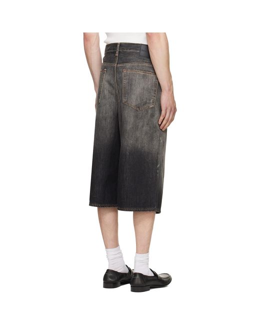 Acne Gray Faded Denim Shorts for men