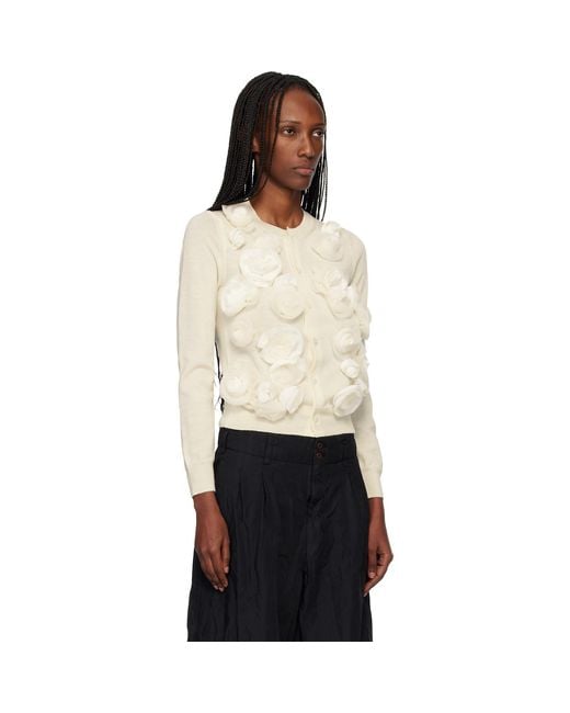 Comme des Garçons Black Lambswool Jersey X Flower Embroidery Cardigan