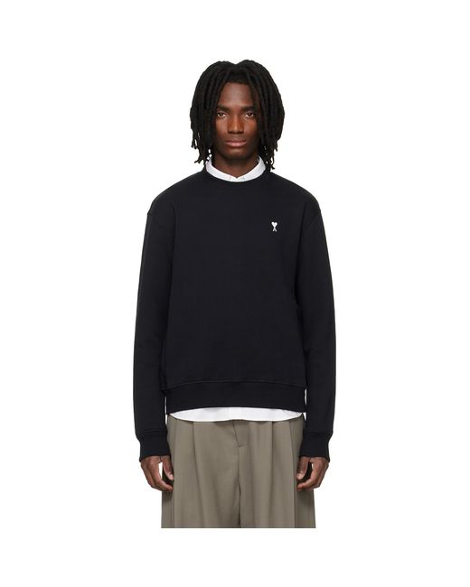 AMI Black Cotton Ami De Coeur Sweatshirt for men