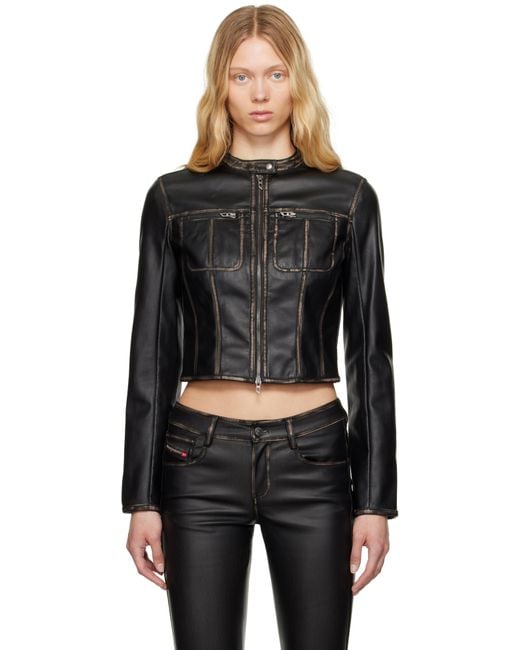 DIESEL Black G-Lobe Faux-Leather Jacket